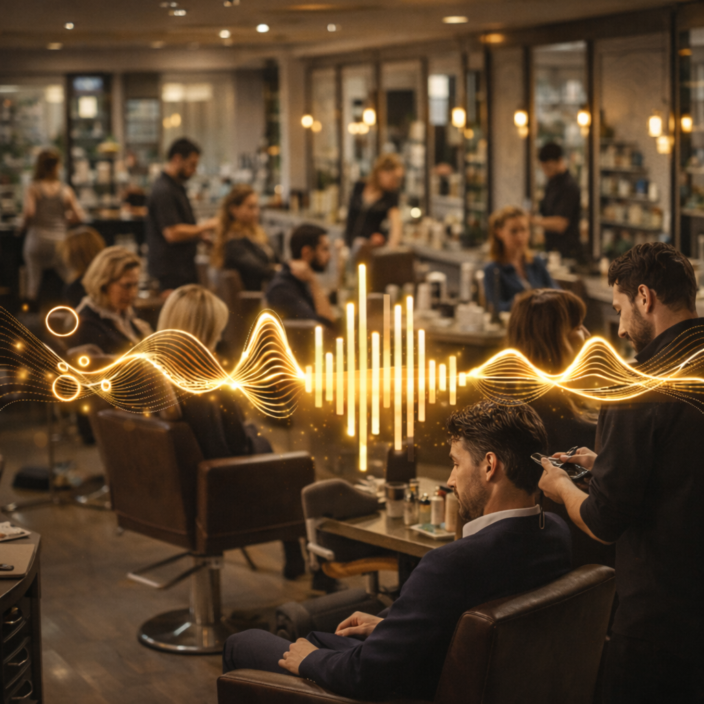 Salon de coiffure animé avec ambiance musicale adaptée