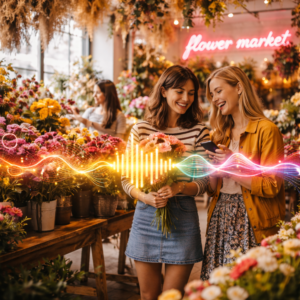 Ambiance musicale dans une boutique de fleurs avec MeloPro