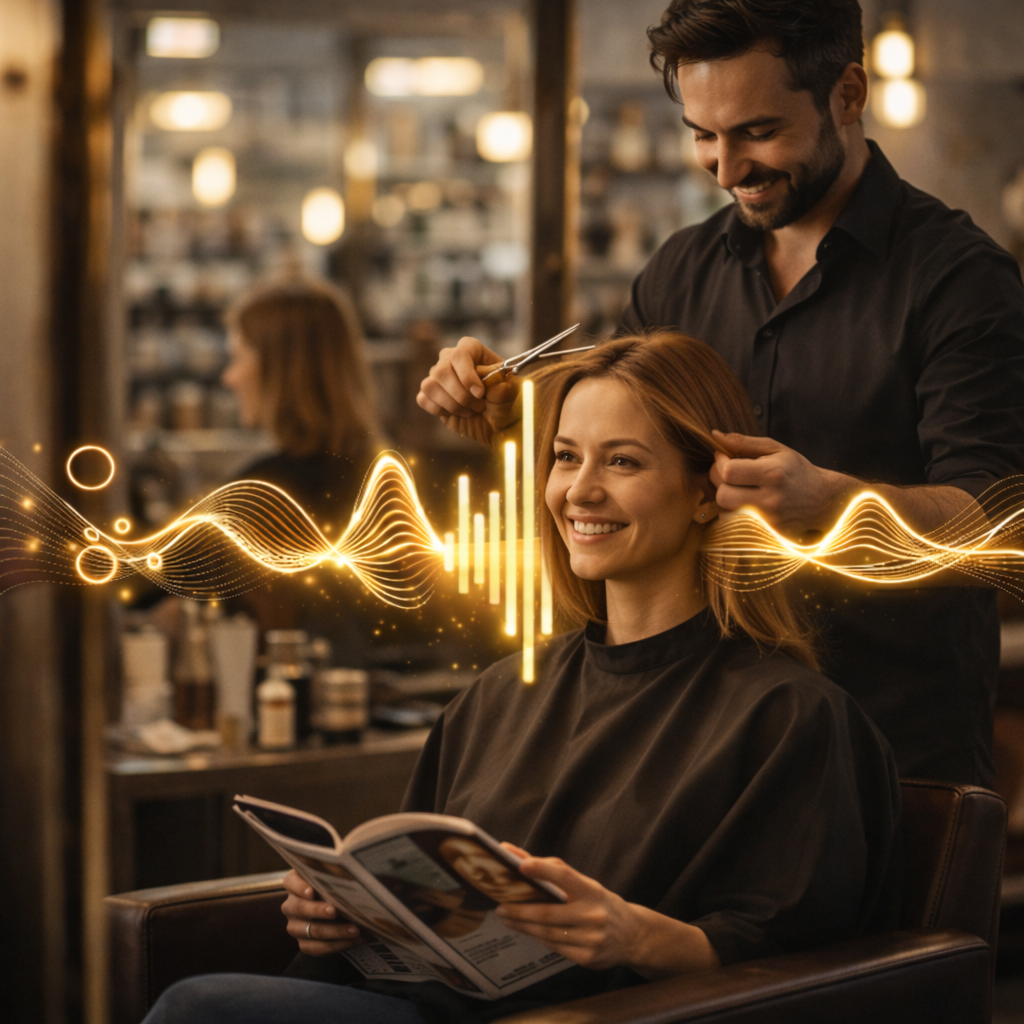 Prestation coiffure avec ambiance musicale professionnelle en salon